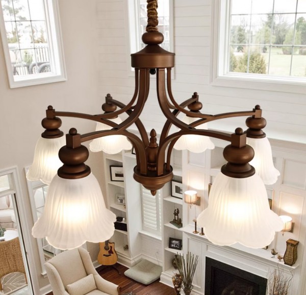 上から見たアンティーク調ガラスシェードシャンデリア「SK-DZ002-11-6」