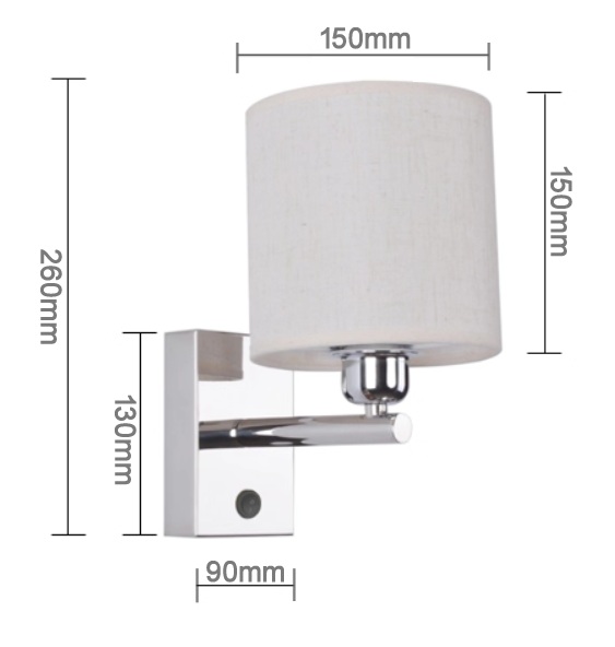シンプルな布シェードのブラケットライト「SK12-1202」サイズ
