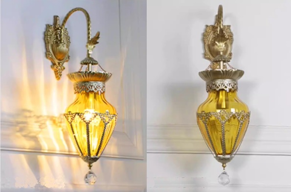 オレンジシェードのボヘミアガラスのアンティーク調シャンデリア「DSSK-1127-1」シェード