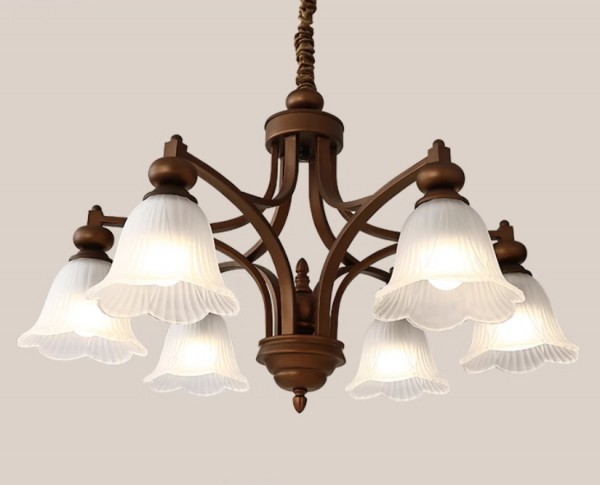 アンティーク調ガラスシェードシャンデリア「SK-DZ002-11-6」6灯