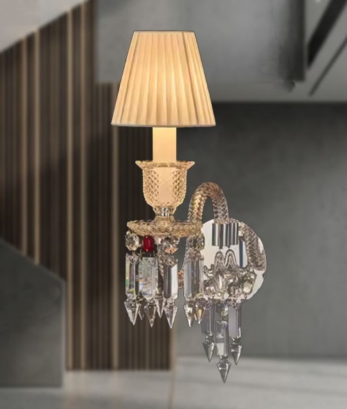 クリスタル付き布シェードのブラケットライト「KKMD-60138-5」1灯