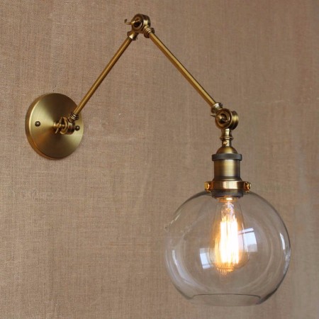 真鍮古美とガラスグローブシェードのエジソンランプブラケットライト「KTY-40254BR」1灯