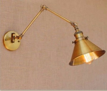 真鍮製インダストリアルデザインのブラケットライト「KTY-5025BS」1灯