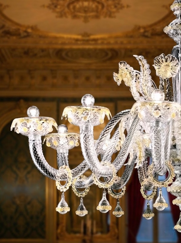 手作りガラスのキャンドルクリスタルシャンデリア「KKMD-60138-3」アームとクリスタル