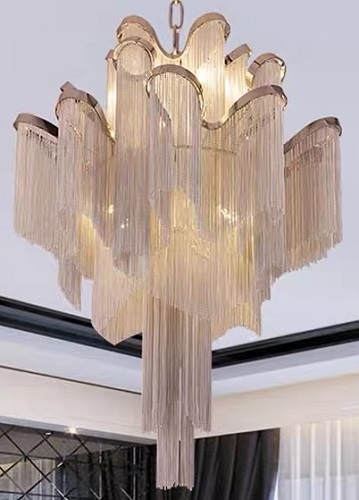 アルミチェーンが付いたエレガントな大型デザインシャンデリア「YKK-1200-6」16灯 アルミチェーンが付いたエレガントな大型デザインシャンデリア「YKK-1200-6」16灯