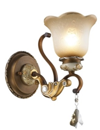 クリスタル付きガラスシェードのブラケットライト「KKC-R511-17-11」1灯