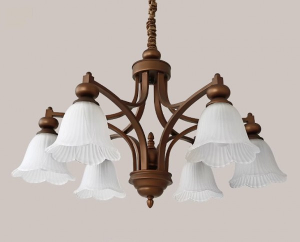 アンティーク調ガラスシェードシャンデリア「SK-DZ002-11-6」消灯時