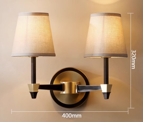 アメリカンテイストの真鍮調リネンシェードブラケットライト「CO-COSK5-3023-2」サイズ