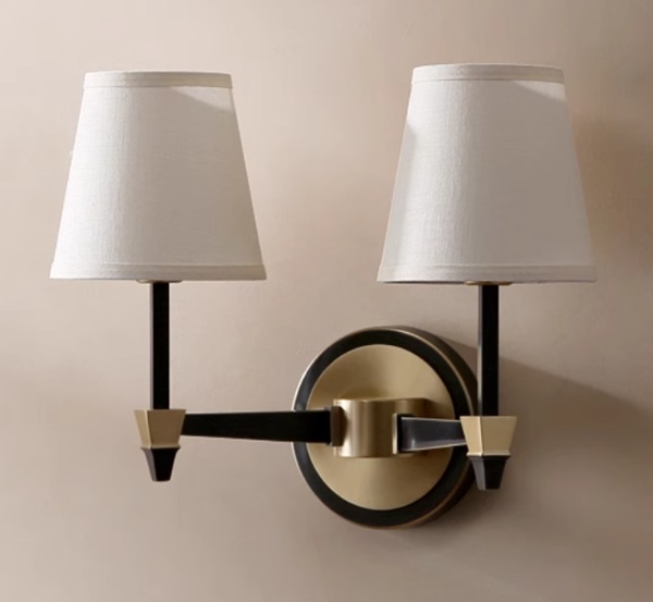 アメリカンテイストの真鍮調リネンシェードブラケットライト「CO-COSK5-3023-2」消灯時 アメリカンテイストの真鍮調リネンシェードブラケットライト「CO-COSK5-3023-2」消灯時