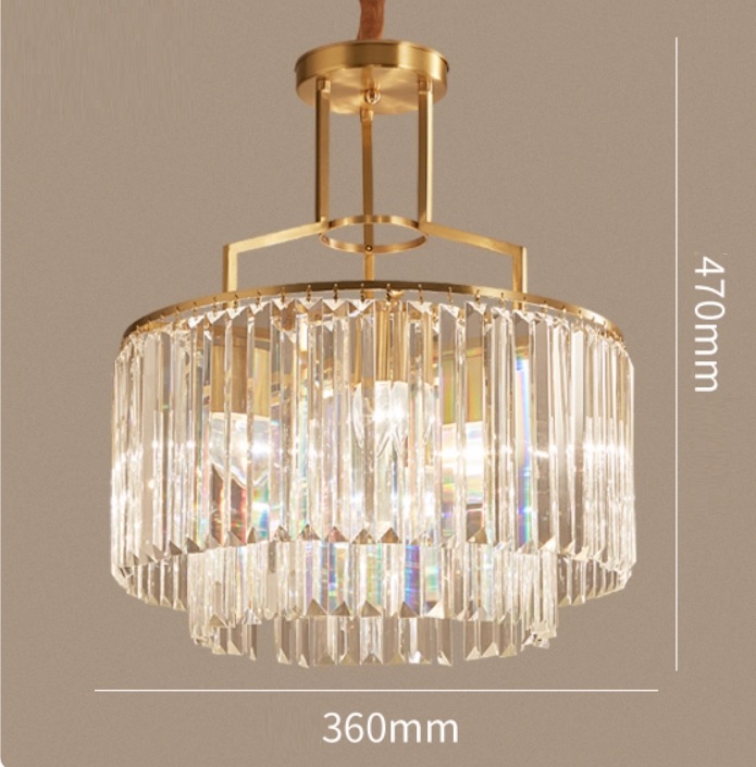 銅製フレームとクリスタルシェードがエレガントなシャンデリア「CO-COSK2025-4」サイズ
