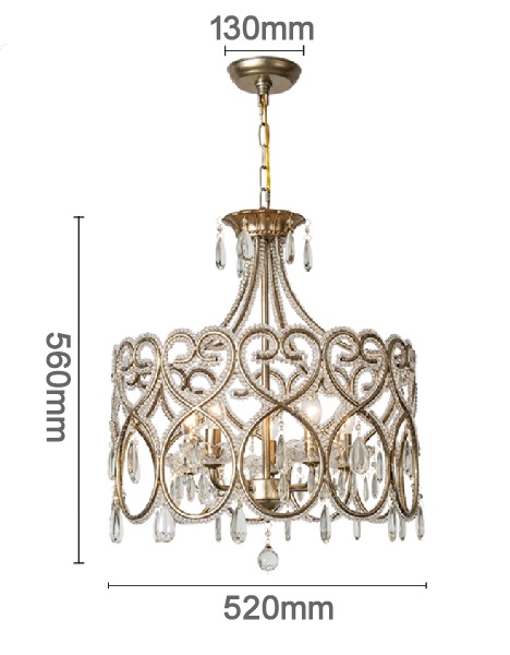 アンティーク調クリスタルシャンデリア「AN-2509-1」サイズ