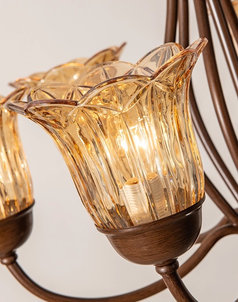 アメリカンテイストのアンティーク調ガラスシェードシャンデリア「AN-3257-6」シェード