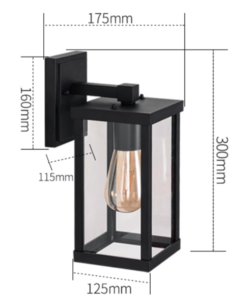 長方形のインダストリアルデザインがカッコイイ外部照明「SK-N1030」サイズ