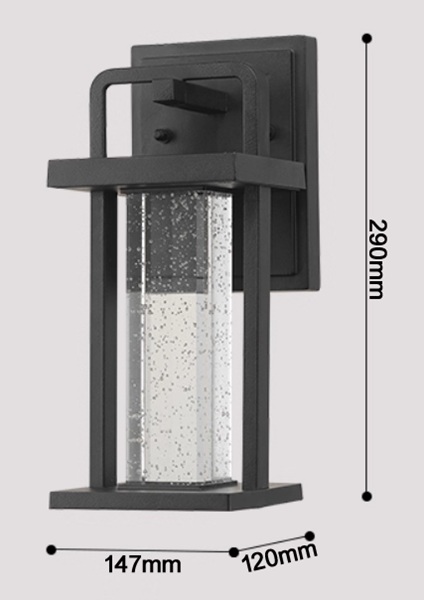 気泡入りのクリスタルガラスシェードの外部照明「SK-N1031」サイズ