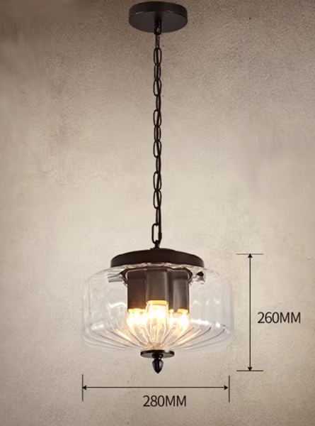 アメリカンテイストのアンティーク調ペンダントライト「KLE-6115」サイズ