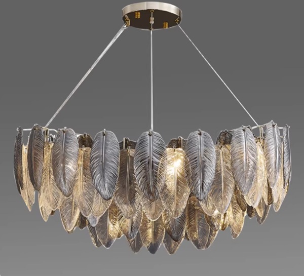 羽根の形をしたガラスシェードがモダンなデザイン照明「KRC-2601」6灯