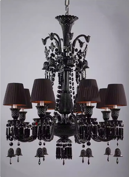 布シェードのクリスタルシャンデリア「EU-2602」8灯