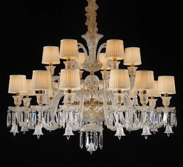 布シェードのクリスタルシャンデリア「KKMD-60138-1」18灯